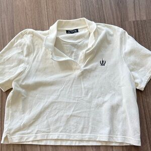J. Crew Cream Cropped Polo with Embroidered Crest
